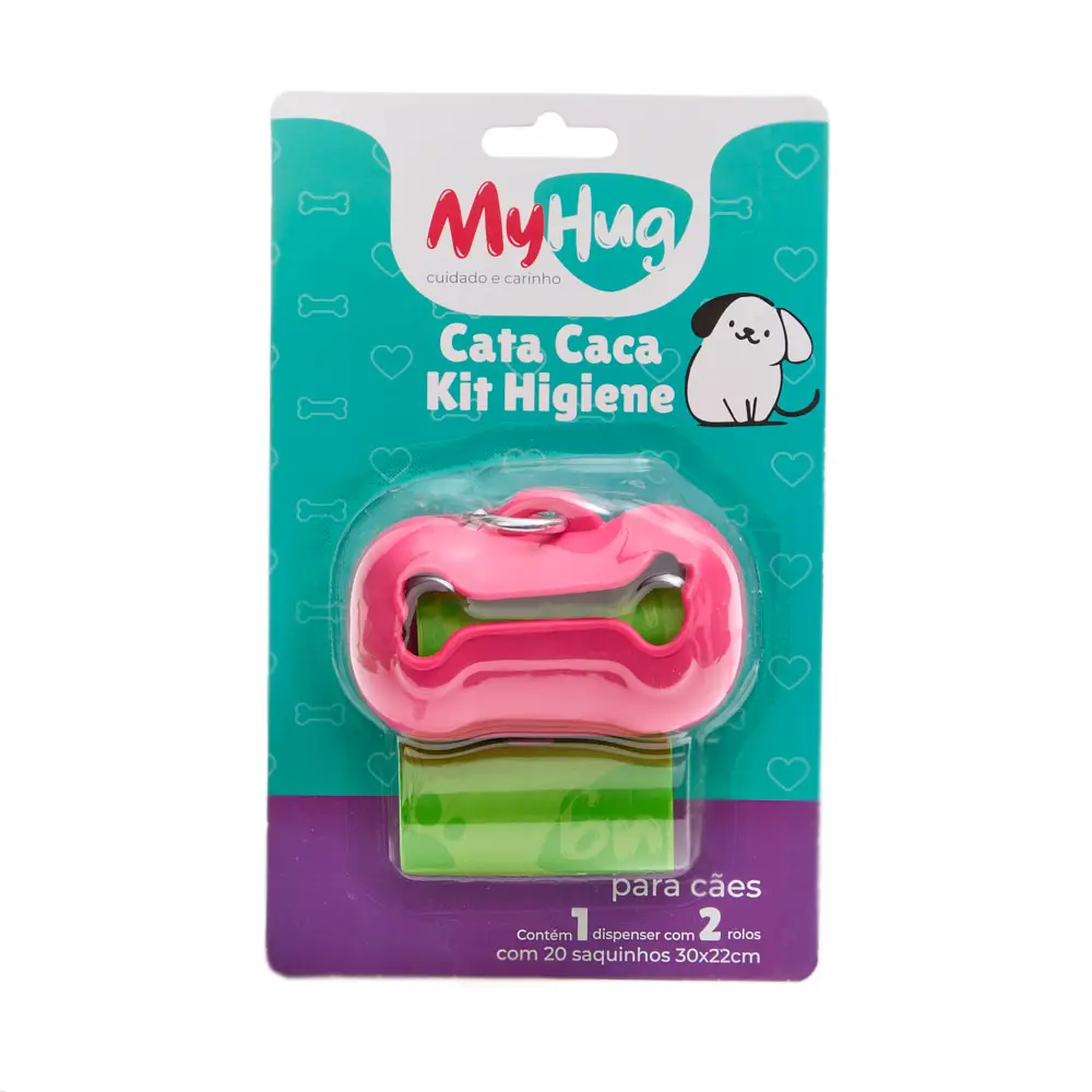 Kit Higiênico Cata Caca com Refil MyHug Rosa Kit Higiênico Cata Caca com Refil MyHug Rosa